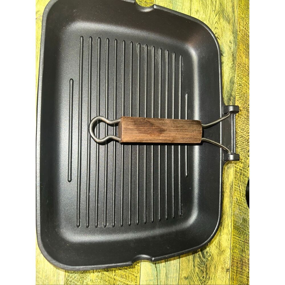 ROCH GUSS Grand Chef  Large 13" Flat Grill Pan Rectangle Folding Handle ITALY NW